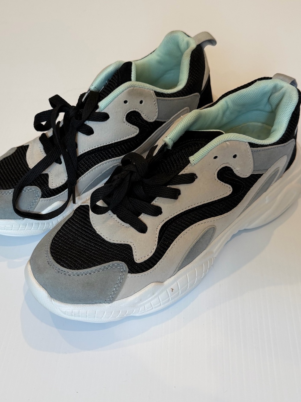 Black, Gray and Teal Athletic Sneakers - Lightweight Comfort